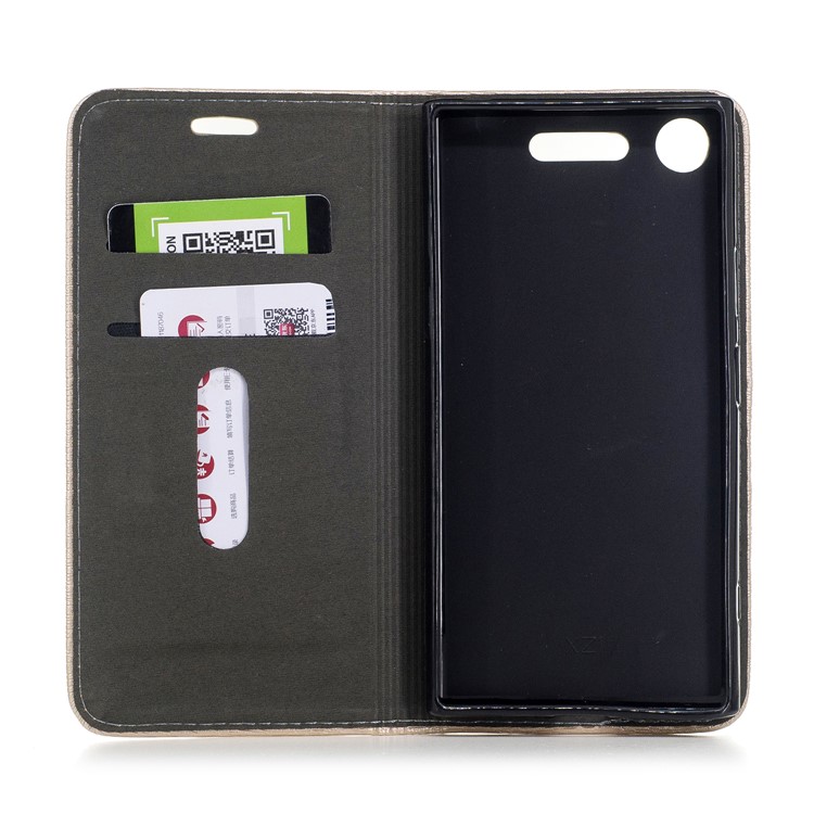 Auto-absorbed Wood Pattern PU Leather Protection Cover for Sony Xperia XZ1 - Black-7