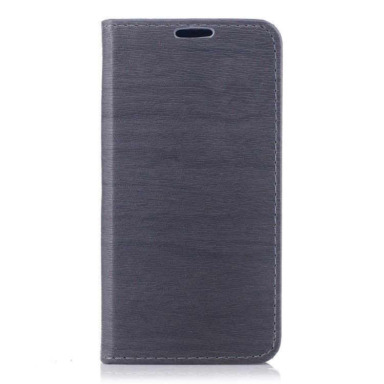 Wood Texture Magnetic Adsorption Leather Stand Mobile Phone Casing for Sony Xperia XZ1 Compact - Grey-1
