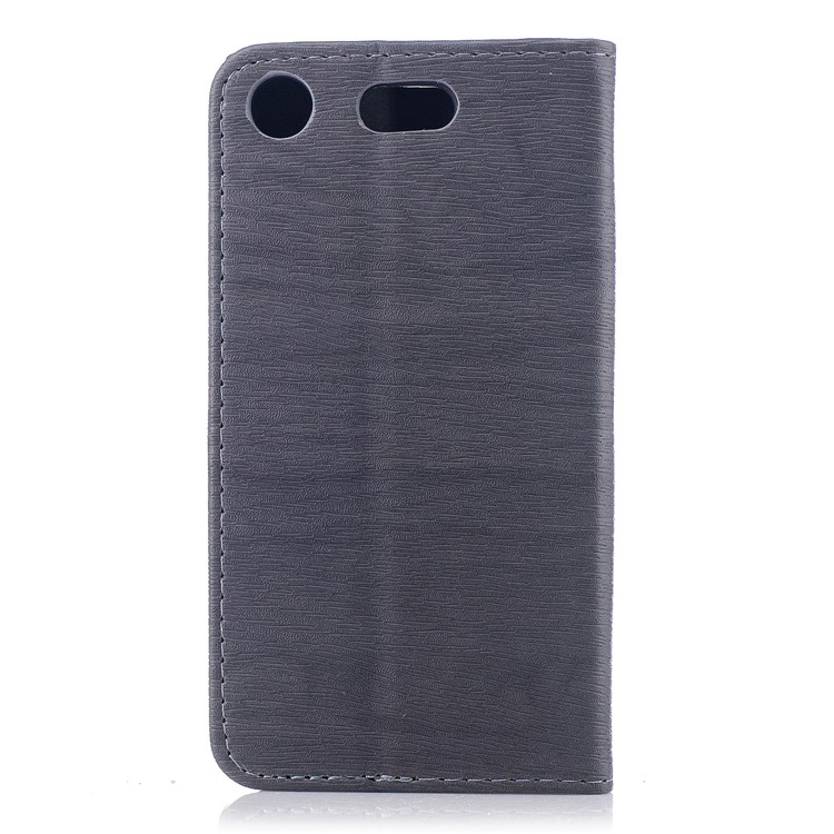 Wood Texture Magnetic Adsorption Leather Stand Mobile Phone Casing for Sony Xperia XZ1 Compact - Grey-2