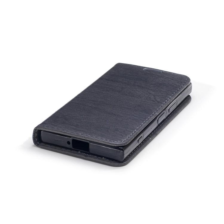 Wood Texture Magnetic Adsorption Leather Stand Mobile Phone Casing for Sony Xperia XZ1 Compact - Grey-5
