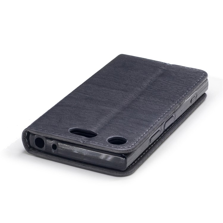 Wood Texture Magnetic Adsorption Leather Stand Mobile Phone Casing for Sony Xperia XZ1 Compact - Grey-6