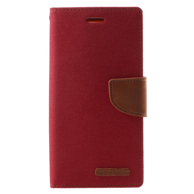 MERCURY GOOSPERY Canvas Leather Wallet Case for Sony Xperia XZ1 - Red-3