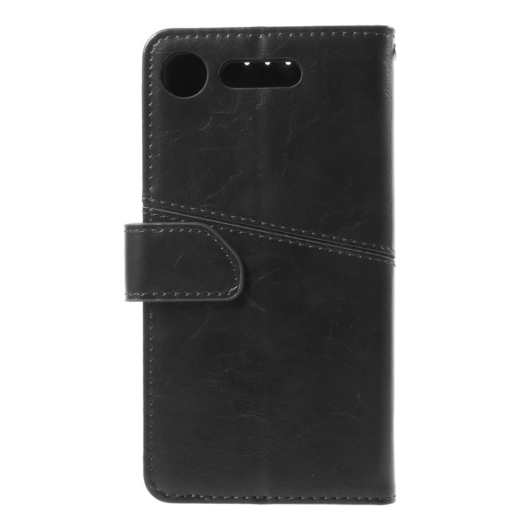 K'TRY Geometric Splicing Series Wallet Stand Leather Case for Sony Xperia XZ1 - Black-2