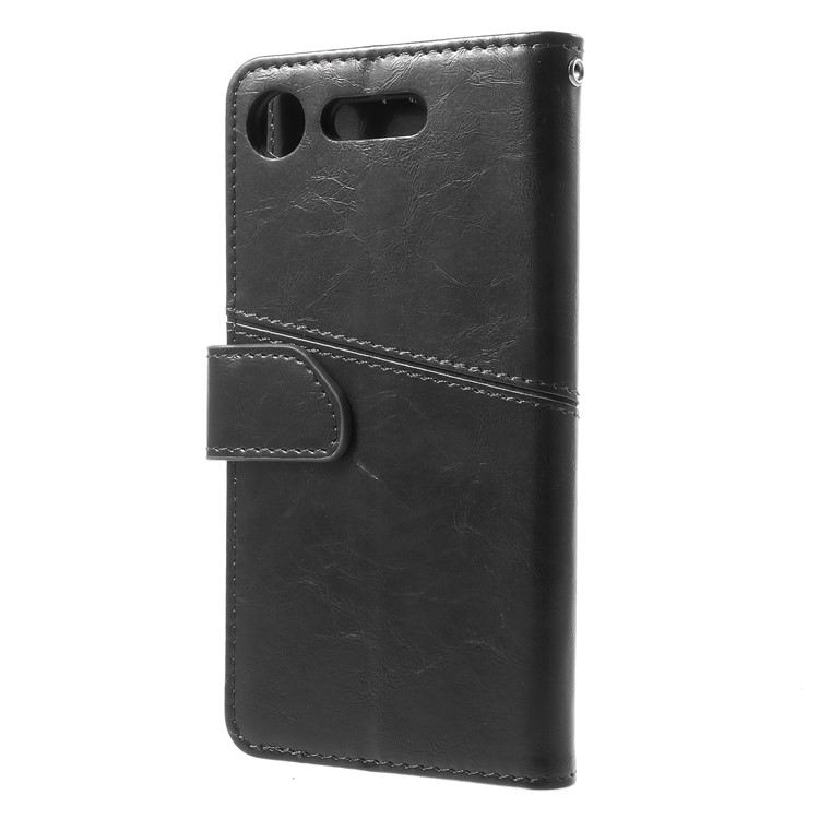 K'TRY Geometric Splicing Series Wallet Stand Leather Case for Sony Xperia XZ1 - Black-4