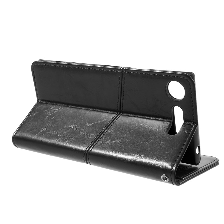 K'TRY Geometric Splicing Series Wallet Stand Leather Case for Sony Xperia XZ1 - Black-5