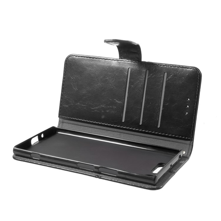 K'TRY Geometric Splicing Series Wallet Stand Leather Case for Sony Xperia XZ1 - Black-7