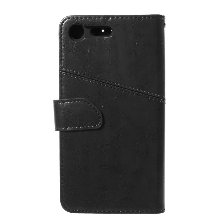 K'TRY Geometric Splicing Series Stand Leather Wallet Case for Sony Xperia XZ Premium - Black-2