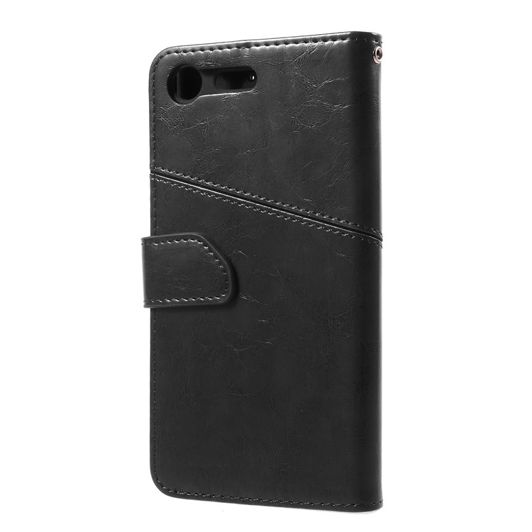K'TRY Geometric Splicing Series Stand Leather Wallet Case for Sony Xperia XZ Premium - Black-4