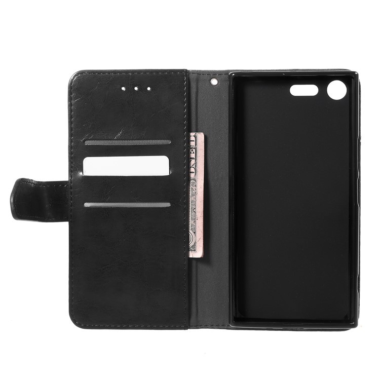 K'TRY Geometric Splicing Series Stand Leather Wallet Case for Sony Xperia XZ Premium - Black-6