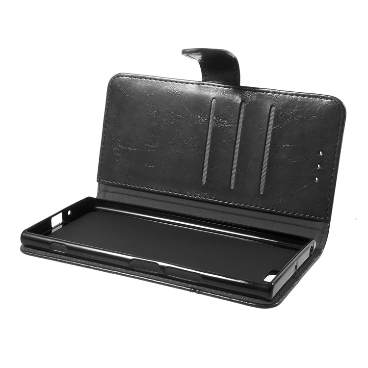 K'TRY Geometric Splicing Series Stand Leather Wallet Case for Sony Xperia XZ Premium - Black-7