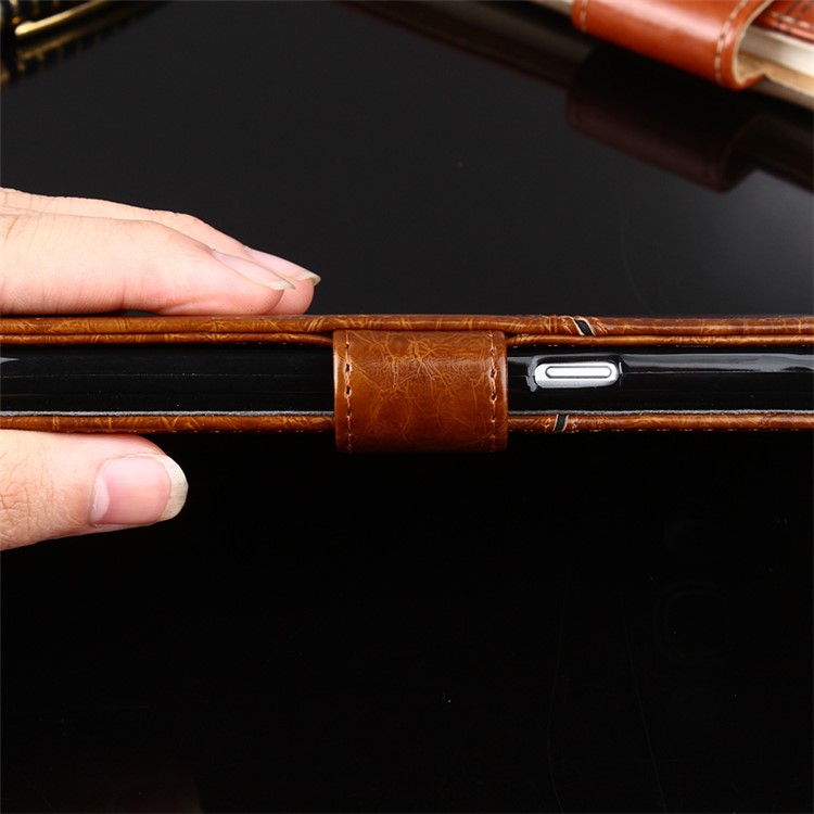 K'TRY Geometric Splicing Series Wallet Leather Cover Case for Sony Xperia XZ Premium - Brown-11