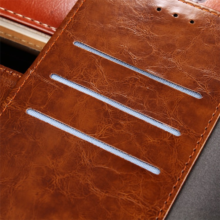 K'TRY Geometric Splicing Series Wallet Leather Cover Case for Sony Xperia XZ Premium - Brown-3