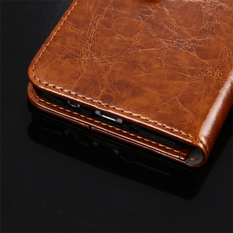 K'TRY Geometric Splicing Series Wallet Leather Cover Case for Sony Xperia XZ Premium - Brown-7