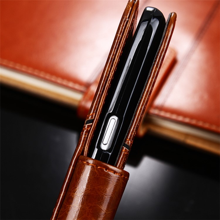K'TRY Geometric Splicing Series Wallet Leather Cover Case for Sony Xperia XZ Premium - Brown-8