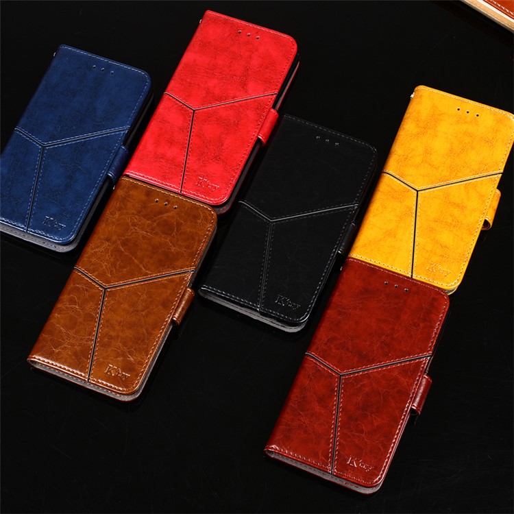 K'TRY Geometric Splicing Series Wallet Leather Cover Case for Sony Xperia XZ Premium - Brown-9
