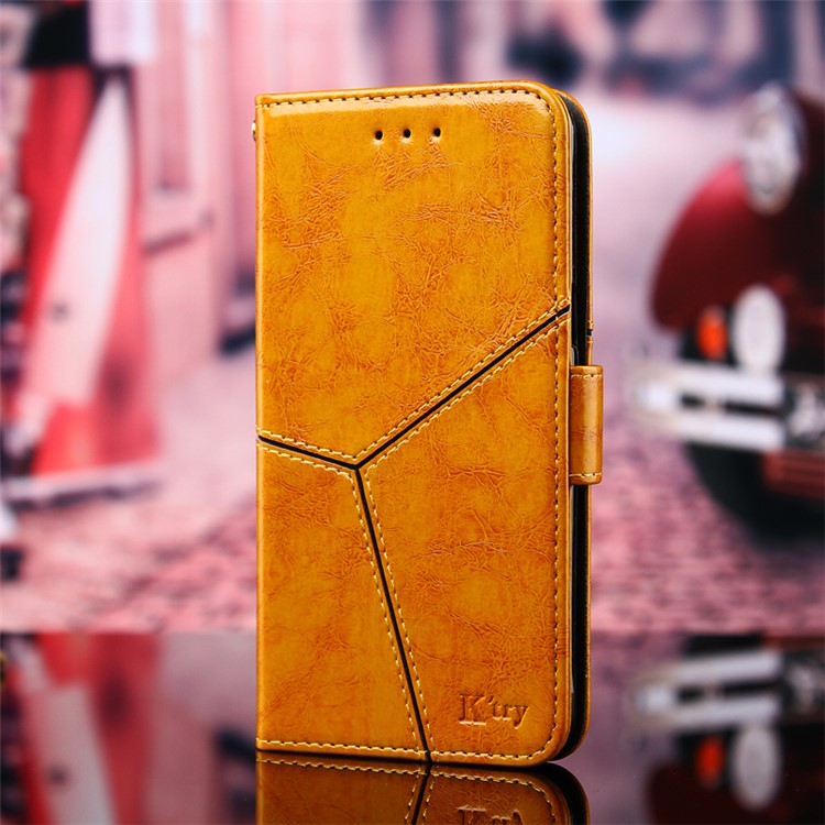 K'TRY Geometric Splicing Series Wallet PU Leather Shell for Sony Xperia XZ Premium - Yellow-2
