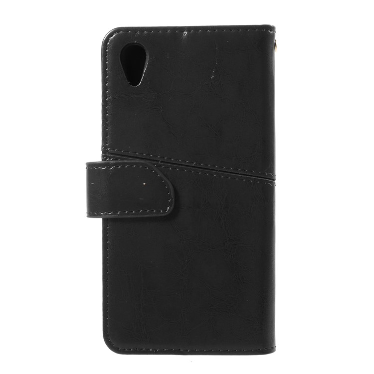 K'TRY Geometric Splicing Series Wallet Stand Leather Case for Sony Xperia XA1 - Black-2