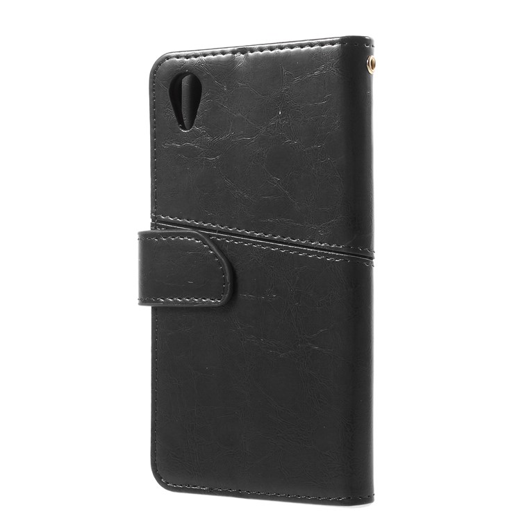 K'TRY Geometric Splicing Series Wallet Stand Leather Case for Sony Xperia XA1 - Black-4