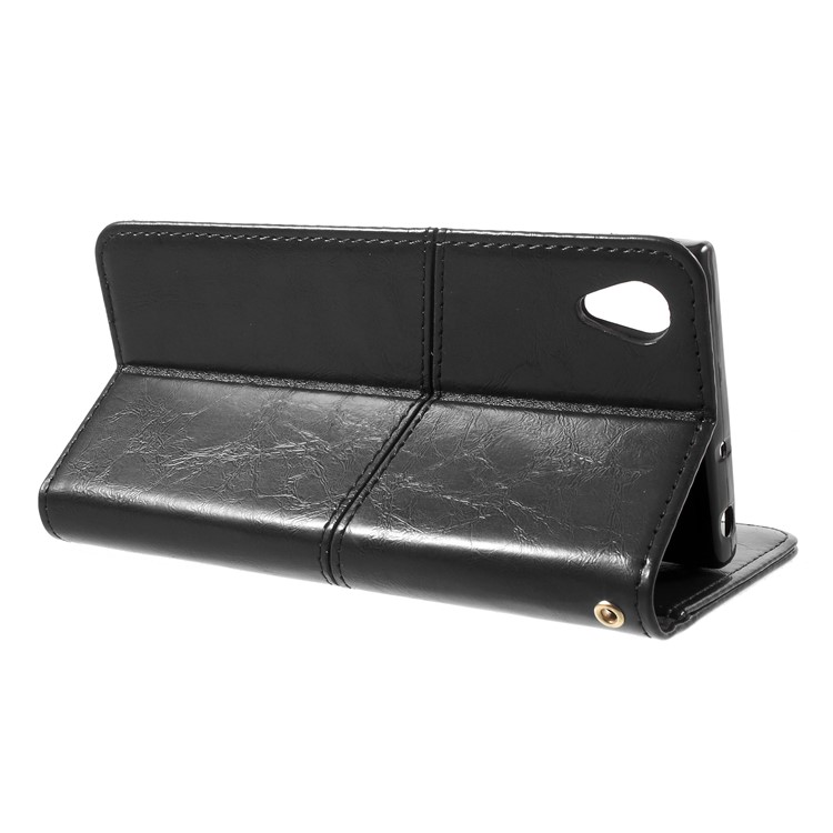 K'TRY Geometric Splicing Series Wallet Stand Leather Case for Sony Xperia XA1 - Black-5