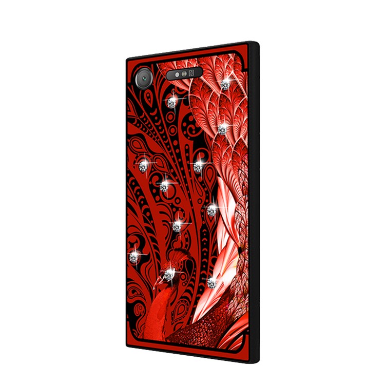 10Pcs/Set NXE Peacock Pattern Diamante TPU Mobile Case for Sony Xperia XZ1 - Red-3