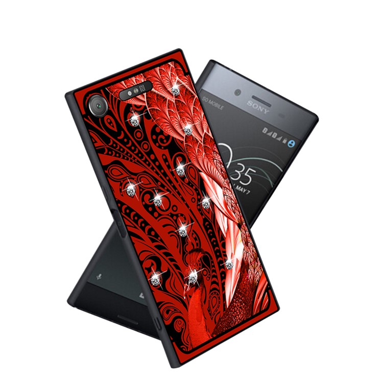 10Pcs/Set NXE Peacock Pattern Diamante TPU Mobile Case for Sony Xperia XZ1 - Red-5