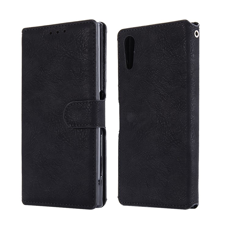 Vintage Style Wallet Leather Stand Case for Sony Xperia XZs / XZ - Black-1