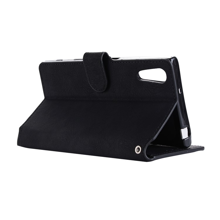 Vintage Style Wallet Leather Stand Case for Sony Xperia XZs / XZ - Black-5