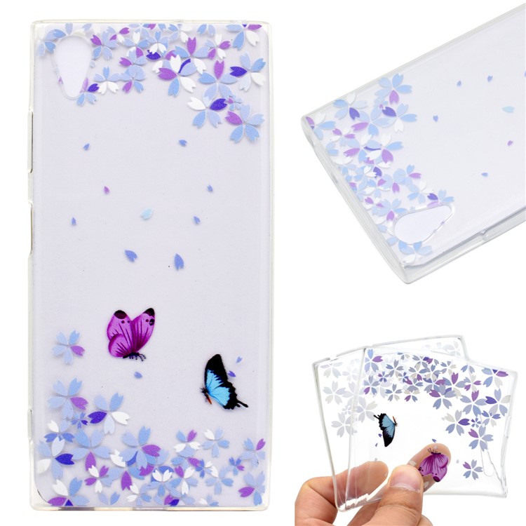 Pattern Printing TPU Protective Case for Sony Xperia XA1 Plus - Butterfly and Flower-1
