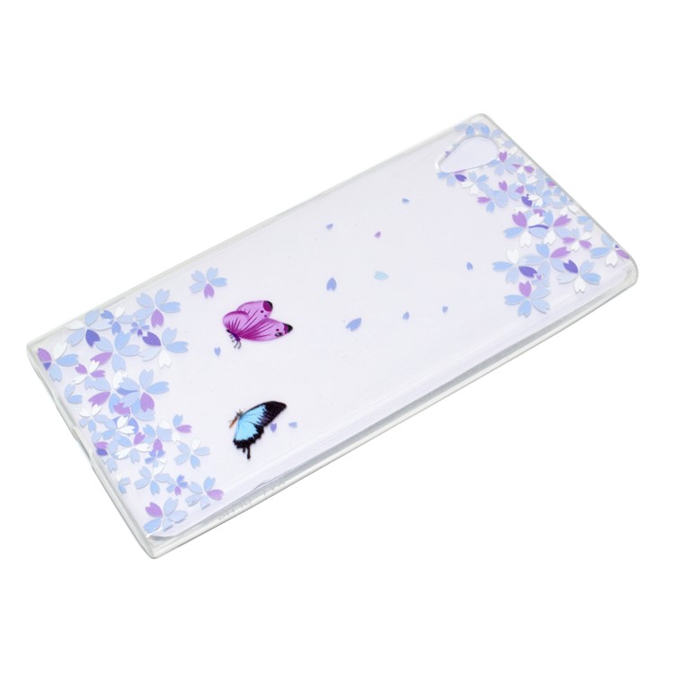 Pattern Printing TPU Protective Case for Sony Xperia XA1 Plus - Butterfly and Flower-3