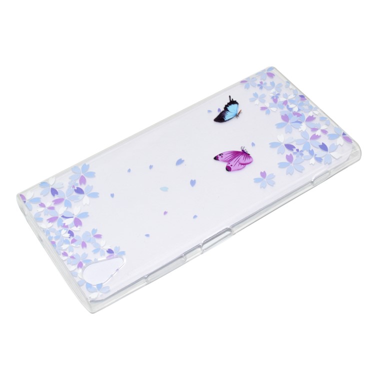 Pattern Printing TPU Protective Case for Sony Xperia XA1 Plus - Butterfly and Flower-4