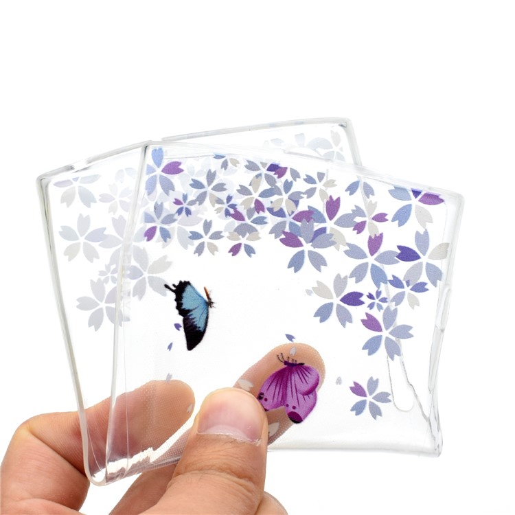 Pattern Printing TPU Protective Case for Sony Xperia XA1 Plus - Butterfly and Flower-5