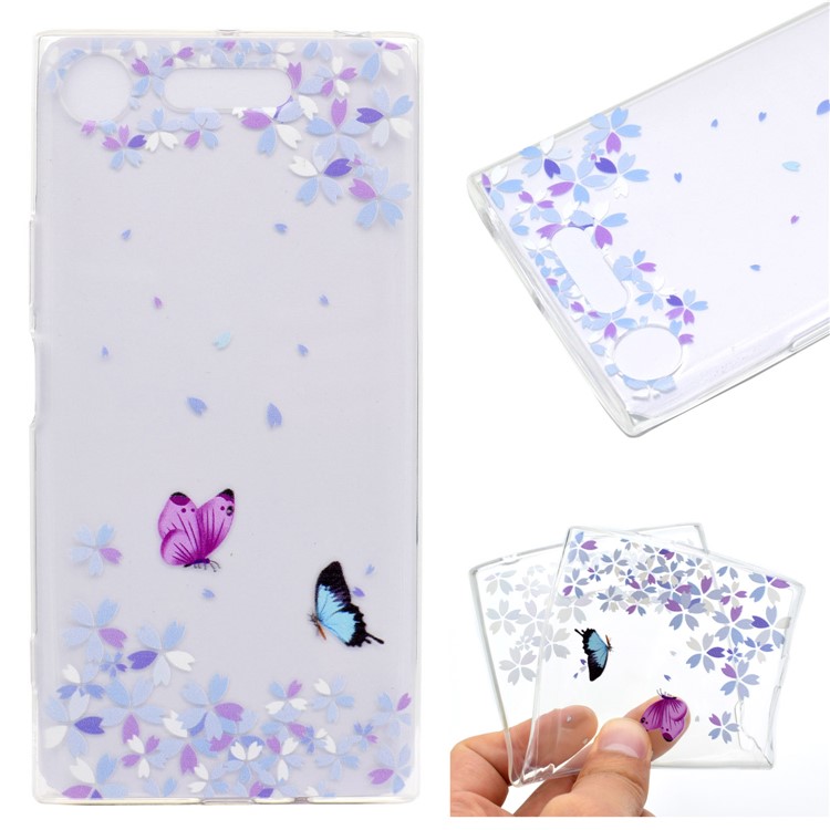 Pattern Printing TPU Gel Featherweight Cover for Sony Xperia XZ1 Compact - Two Butterflies-1