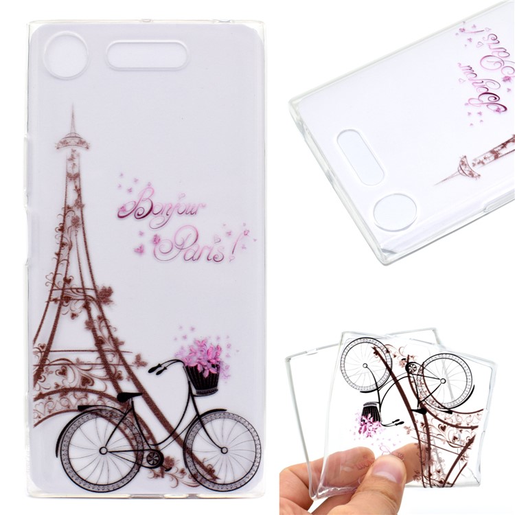 Pattern Printing Soft TPU Jelly Cover for Sony Xperia XZ1 - Tower and Bicycle-1