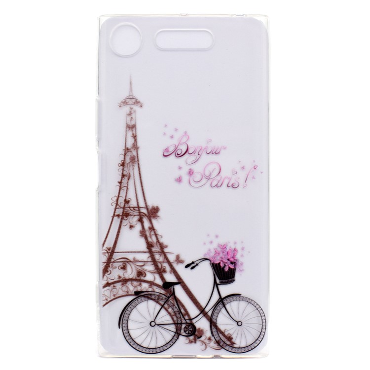 Pattern Printing Soft TPU Jelly Cover for Sony Xperia XZ1 - Tower and Bicycle-2