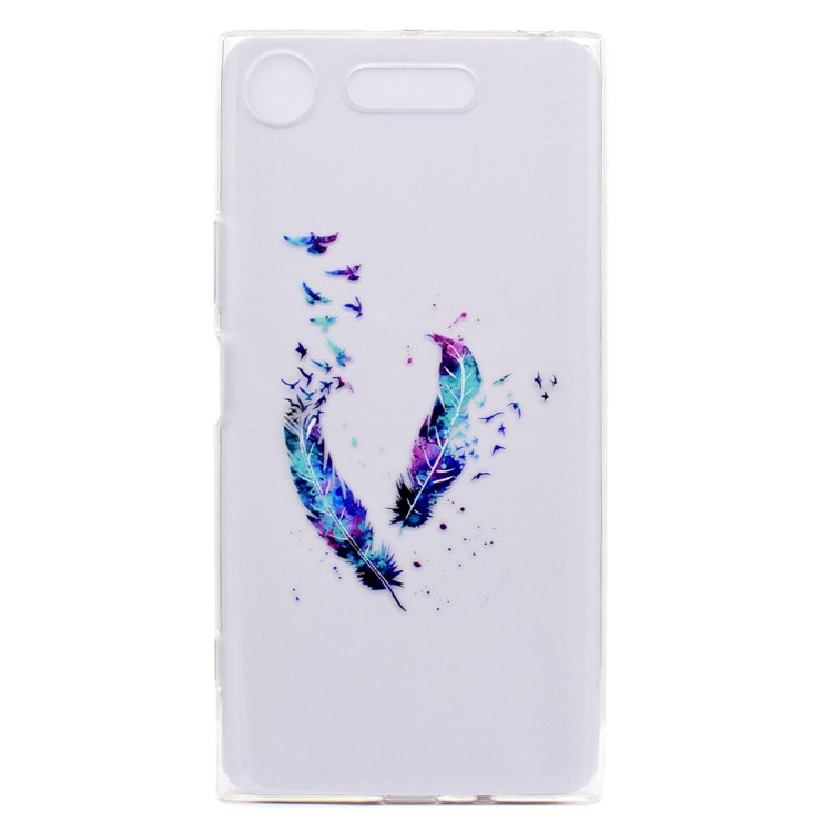 Pattern Printing Soft TPU Jelly Shell for Sony Xperia XZ1 - Colorful Feathers-2