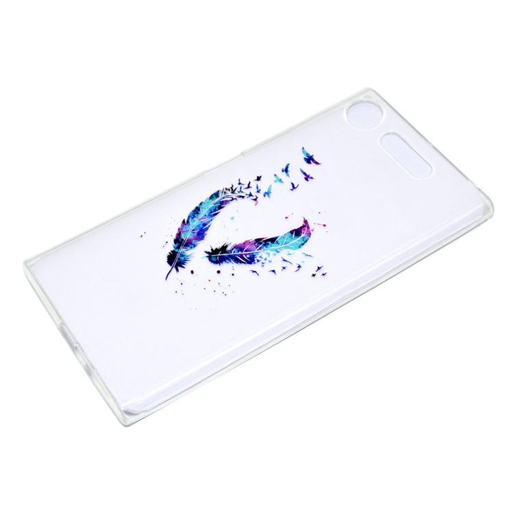 Pattern Printing Soft TPU Jelly Shell for Sony Xperia XZ1 - Colorful Feathers-3