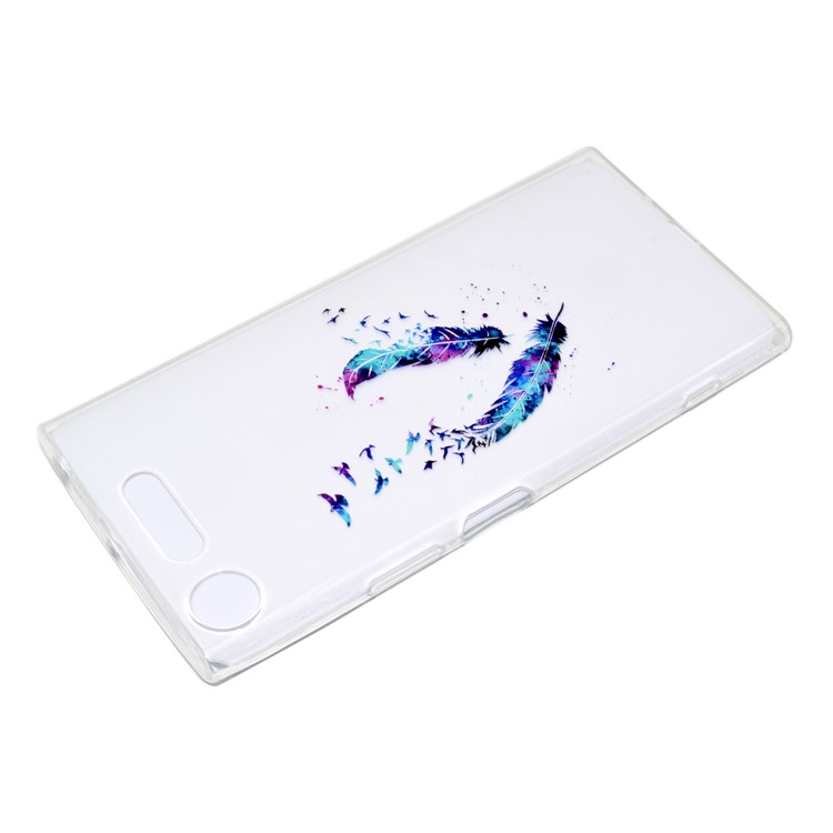 Pattern Printing Soft TPU Jelly Shell for Sony Xperia XZ1 - Colorful Feathers-4