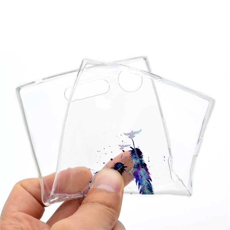 Pattern Printing Soft TPU Jelly Shell for Sony Xperia XZ1 - Colorful Feathers-5