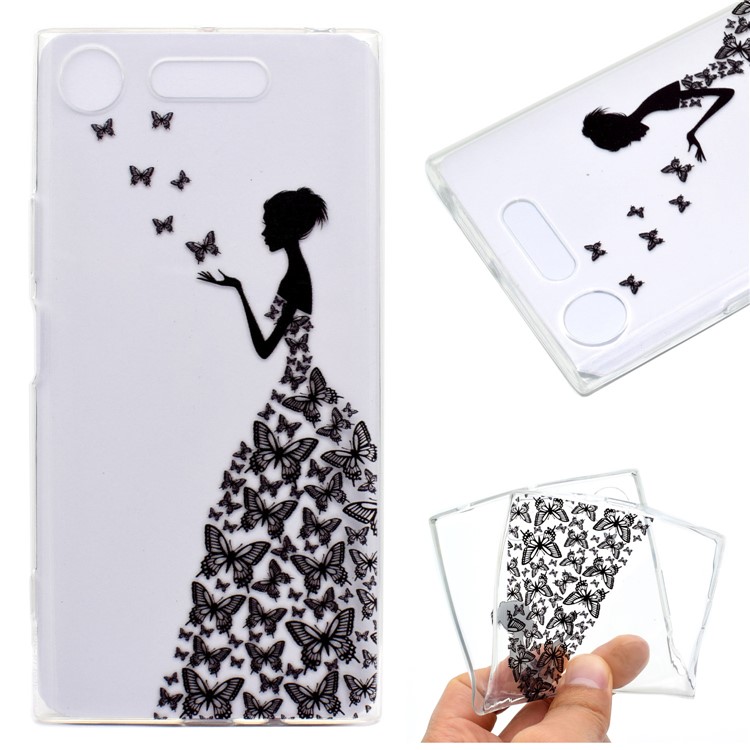 Pattern Printing Soft TPU Jelly Cellphone Cover for Sony Xperia XZ1 - Butterfly Girl-1