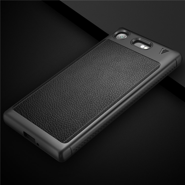 LENUO Litchi Skin Leather Coated TPU Phone Case for Sony Xperia XZ1 Compact - Black-3
