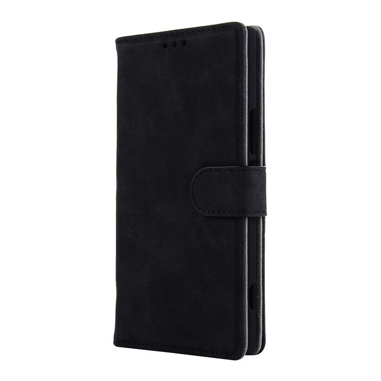 Vintage Style Crazy Horse Leather Stand Wallet Casing for Sony Xperia XZ Premium - Black-2