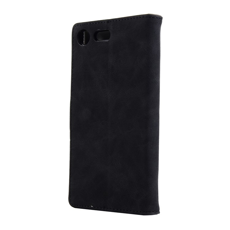 Vintage Style Crazy Horse Leather Stand Wallet Casing for Sony Xperia XZ Premium - Black-3
