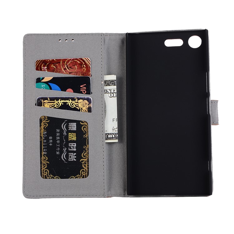 Vintage Style Crazy Horse Leather Stand Wallet Casing for Sony Xperia XZ Premium - Black-6