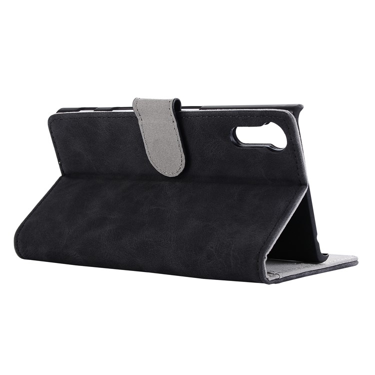 Vintage Style Crazy Horse Leather Stand Wallet Casing for Sony Xperia XZ - Black-5