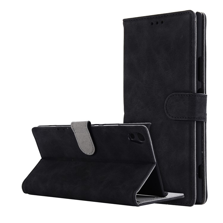 Vintage Style Crazy Horse Leather Stand Wallet Case for Sony Xperia XA1 Ultra - Black-4