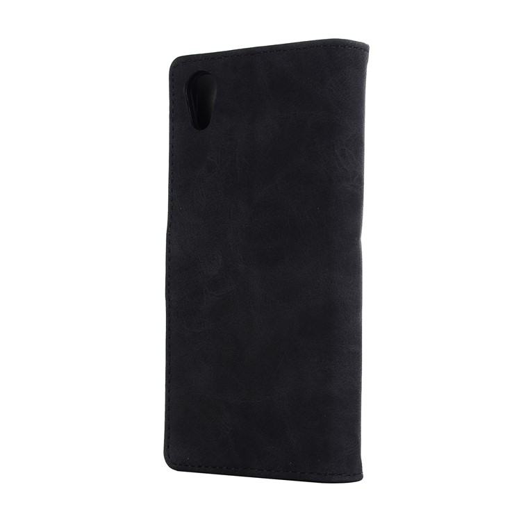 Vintage Style Leather Stand Phone Case for Sony Xperia XA1 - Black-3