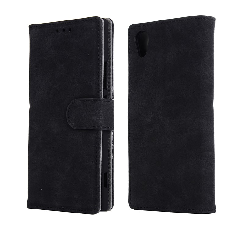 Vintage Style Leather Stand Phone Case for Sony Xperia XA1 - Black-4