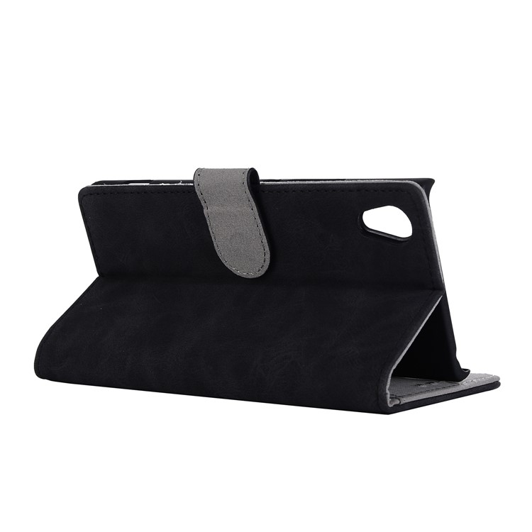 Vintage Style Leather Stand Phone Case for Sony Xperia XA1 - Black-5
