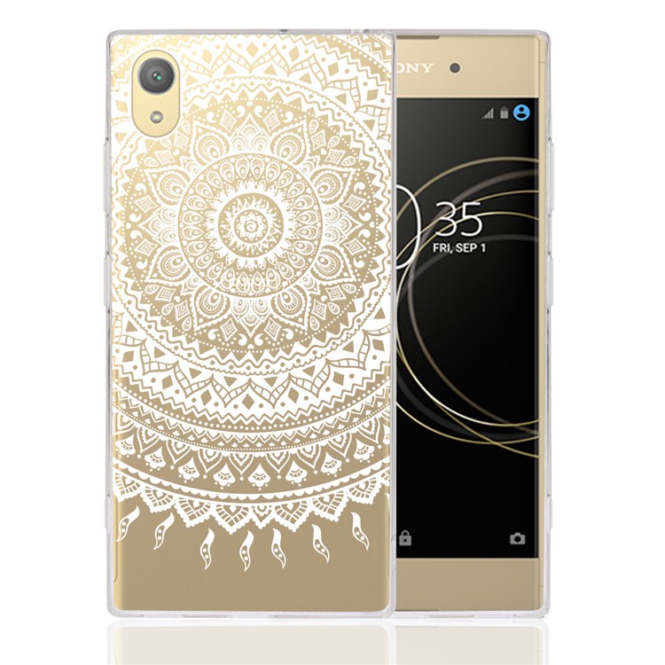 For Sony Xperia XA1 Plus Mandala Flower TPU + PC Combo Protective Cover Shell - White-1