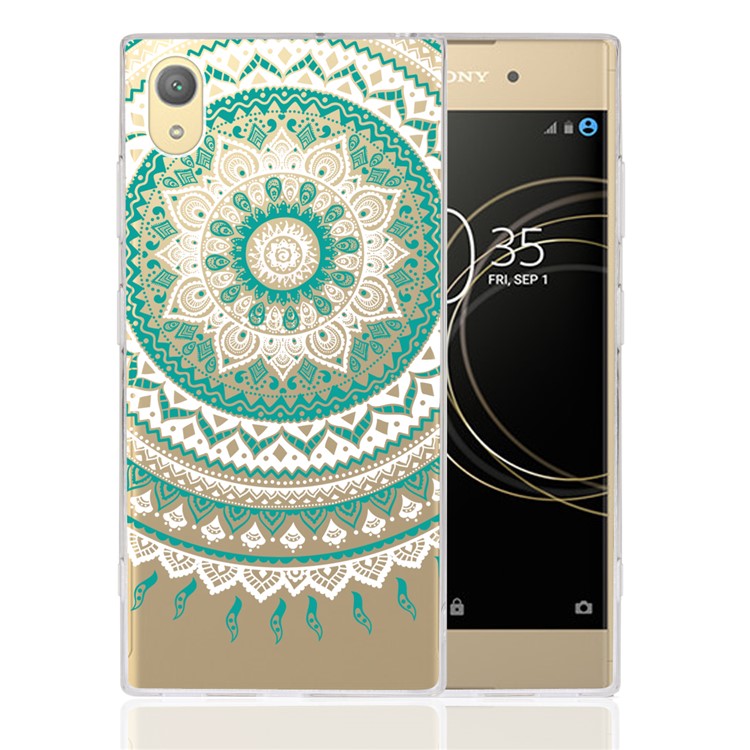 For Sony Xperia XA1 Plus Mandala Flower TPU + PC Hybrid Shell - Cyan-1